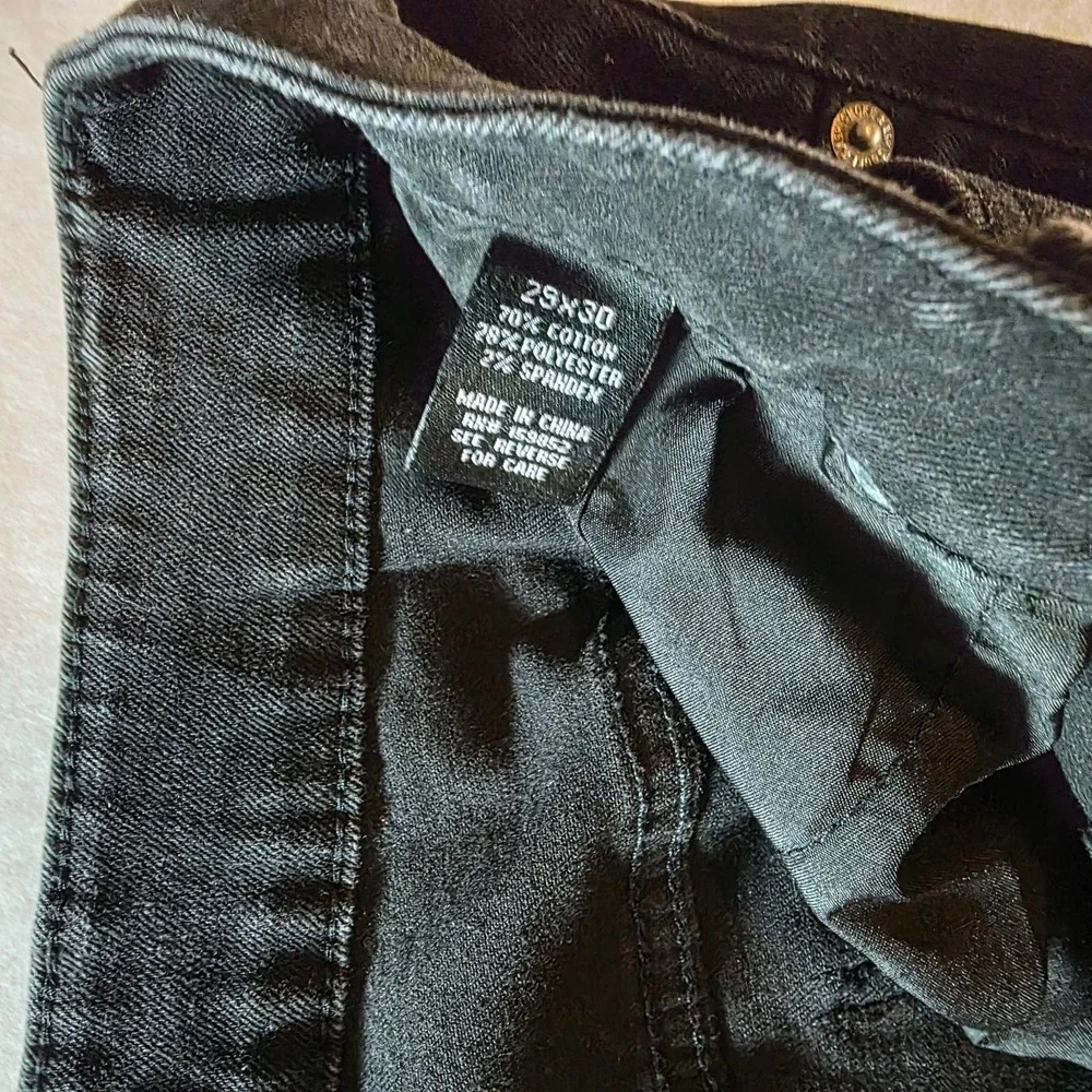 Smoke & Ash Mens Slim‎ Distressed Black Denim Jeans 29x30 Ripped Streetwear